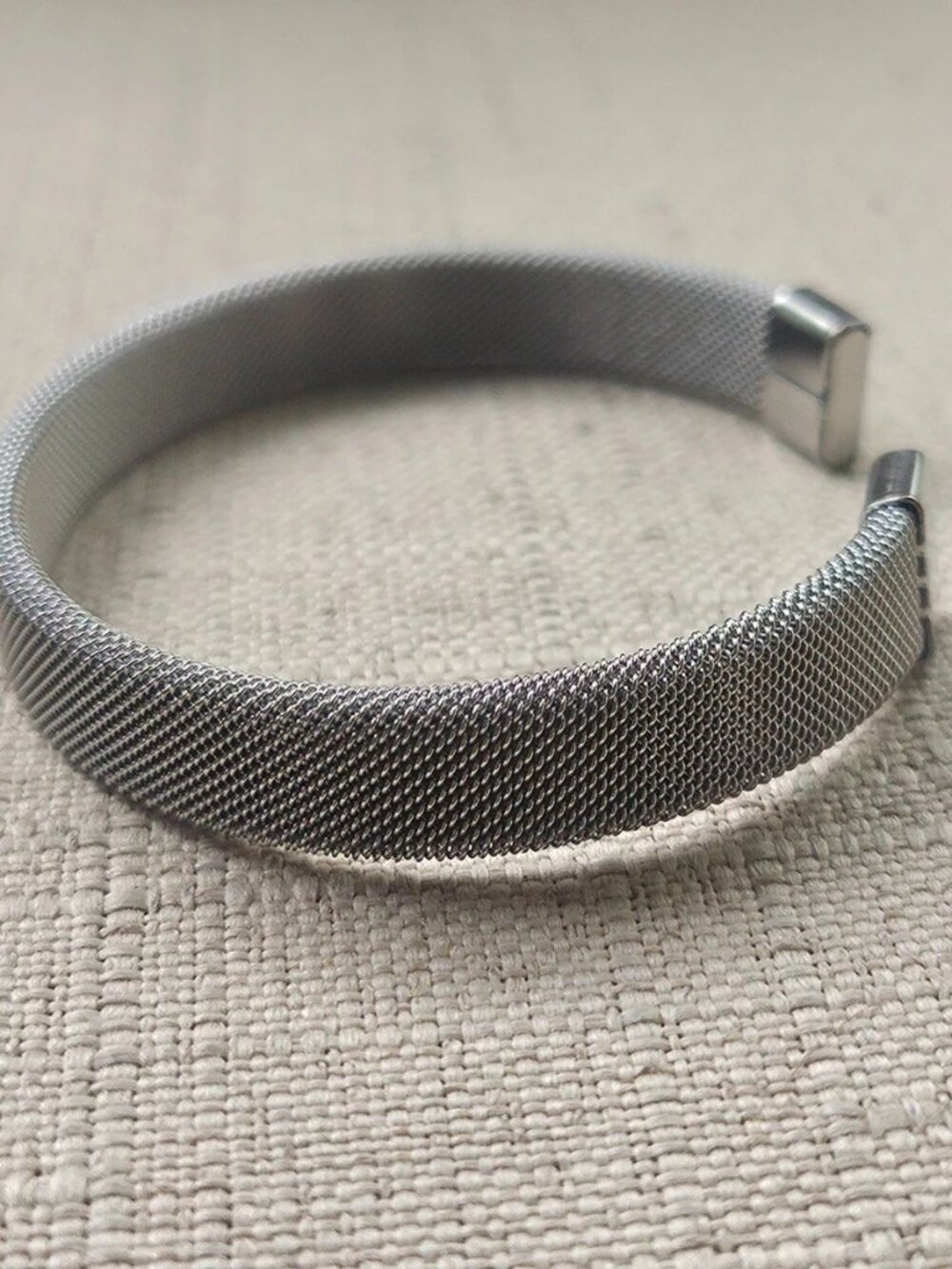 Men Bracelet Silver Tone Metal Mesh Cuff Wrist Band Fashion Jewelry Adujustable